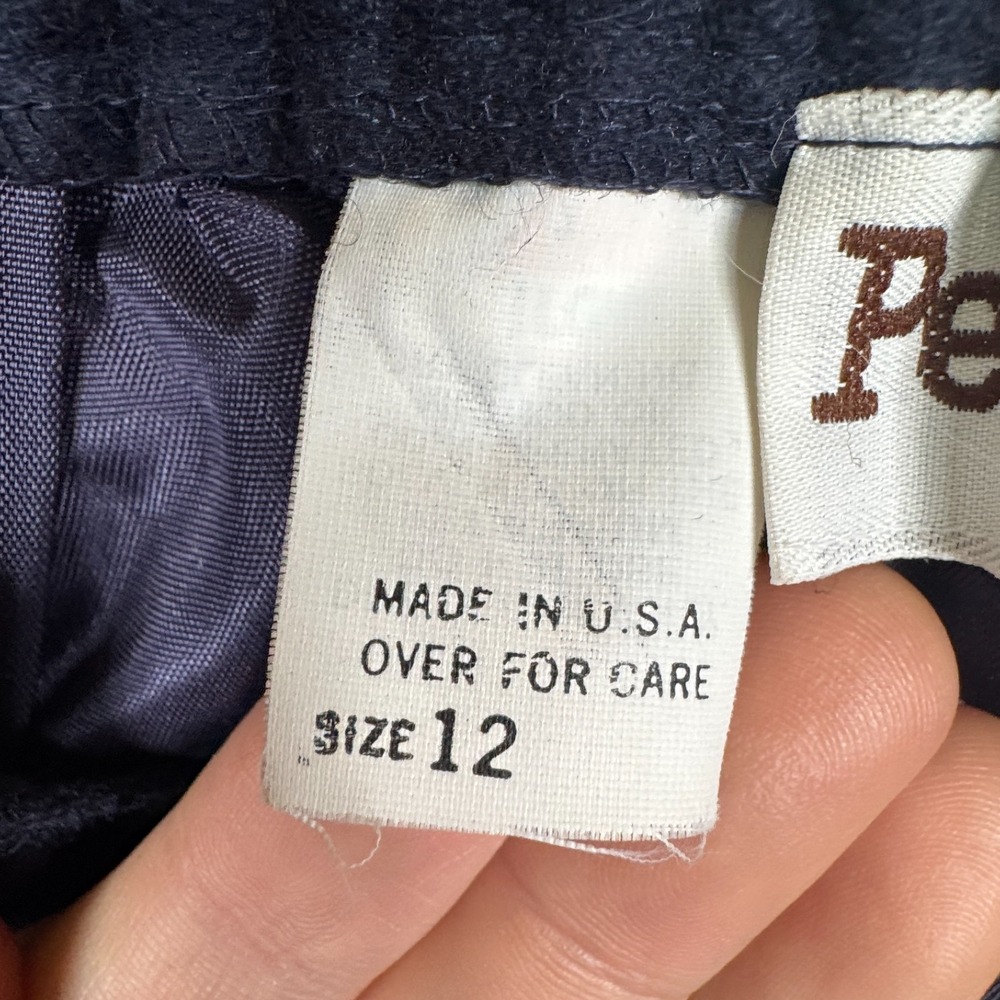 VTG Personal Skirt Womens 12 Blue Wool USA Made Minimalist Basic Capsule Classic - Picture 9 of 12